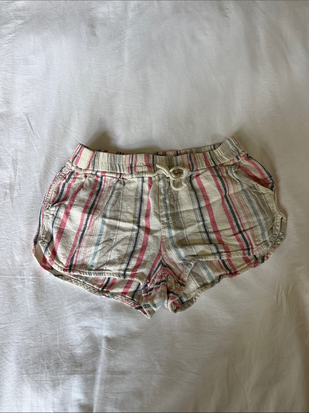 Women’s Striped Elastic-Waist Shorts - Pink & Cream